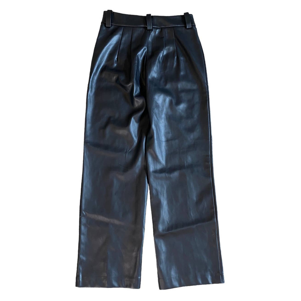 Rachel Zoe Black Faux Leather Straight Leg Pants Trousers Size Medium High Rise